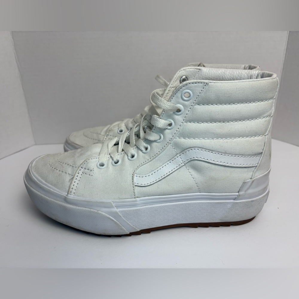 Vans Sk8-Hi Platform White Canvas High Top Sneakers Women’s 9 Men’s 7.5 - Picture 5 of 10
